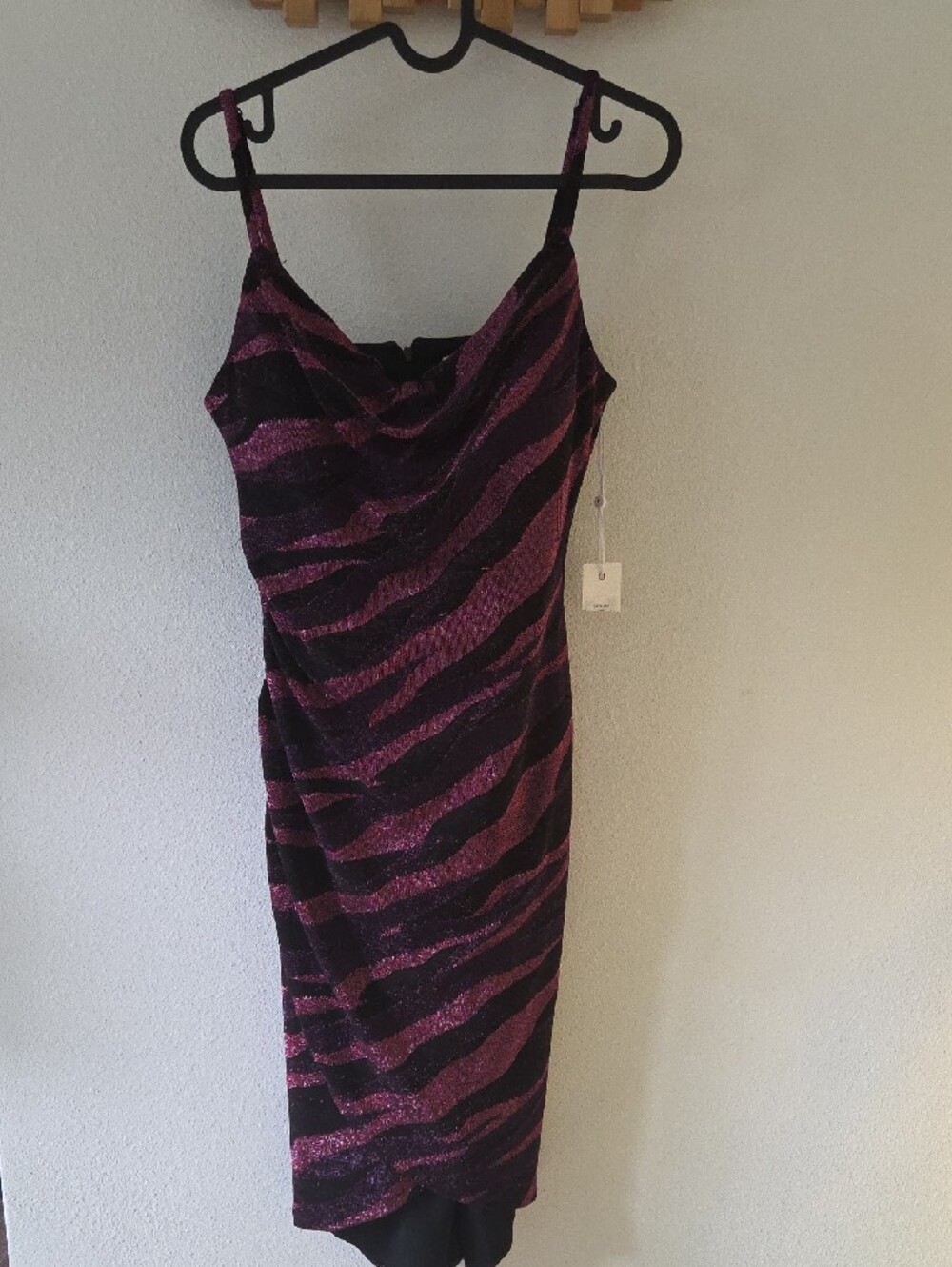 Siena Studio Purple & Black Zebra-Print Cowl Neck Midi Dress - Picture 4 of 9